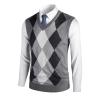 Men's Argyle Vest Sweater Sleeveless V Neck Knitted Pullover Sweater Casual Temperament Business Comfy Tops Grey view 2