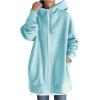 COTECRAM Long Hoodies For Women Oversized Long Sleeve Zip Up Hooded Sweatshirts Womens Fashion 2024 Fall Jackets Trendy Lightweight Fleece Coats Casual Winter Warm Outerwear (C Light Blue,3X-Large) view 1