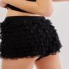 Adoeren Women Lolita Bloomers Cute Ruffle Layered Lace Pumpkin Shorts Sexy Micro Bottoms Y2k Booty Boy Shorts Maid Pettipants(Micro Black,L) view 2