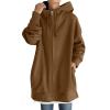 Long Sweatshirts For Women With Zipper Plus Size Casual Long Sleeve Hooded Jackets Trendy Comfy Full Zip Up Fleece Hoodie Coats 2024 Winter Warm Outdoor Outerwear With Pockets (B Coffee,5X-Large) view 1