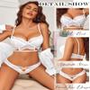 Avidlove Lingerie Set for Women Lace Bra and Panty Sets V Neck Babydoll Outfits White XXL view 2