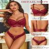 Avidlove Lingerie Set for Women Lace Bra and Panty Sets V Neck Babydoll Outfits Wine Red L view 4
