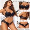 Avidlove Lingerie Set for Women Lace Bra and Panty Sets V Neck Babydoll Outfits Black L view 2