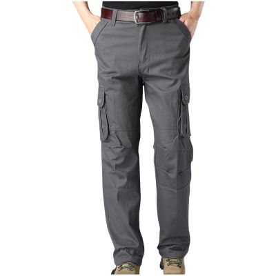 Dgoopd Cargo Pants for Men Straight Leg Stretch Waist Pants Casual Cotton Pants Lightweight Jogger Pants with Pockets Gray