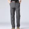 Dgoopd Cargo Pants for Men Straight Leg Stretch Waist Pants Casual Cotton Pants Lightweight Jogger Pants with Pockets Gray view 2