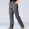 Dgoopd Cargo Pants for Men Straight Leg Stretch Waist Pants Casual Cotton Pants Lightweight Jogger Pants with Pockets Gray view 4