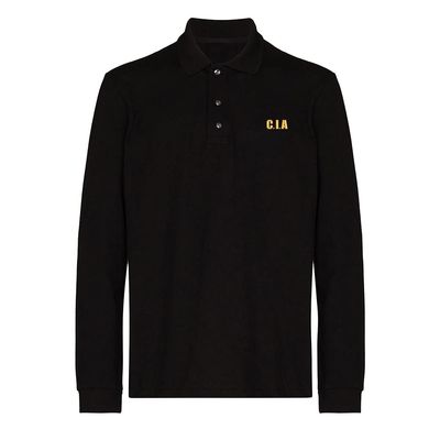 woxingwosu Mens Polo Shirts CIA Embroidered Long Sleeve Polo Shirt Cotton Tennis Shirts for Men (Medium,Black)