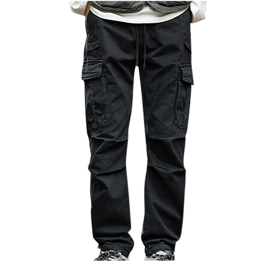 Dgoopd Cargo Pants for Men Casual Jogger Pants Elastic Waist Sweatpants Lightweight Hiking Pants Big and Tall Joggers Black