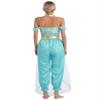 JIZYO Women's Arabian Princess Roleplay Gems Adorned Sequins Sleeveless Jumpsuit Belly Dance Costume Halloween Turquoise Large view 3
