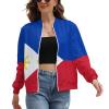 Philippines Flag Womens Zip-Up Long Sleeve Fall Sweatshirts Jackets with Pockets Loose Clothes L view 1