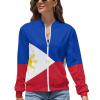 Philippines Flag Womens Zip-Up Long Sleeve Fall Sweatshirts Jackets with Pockets Loose Clothes L view 2