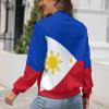 Philippines Flag Womens Zip-Up Long Sleeve Fall Sweatshirts Jackets with Pockets Loose Clothes L view 3