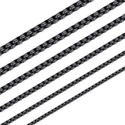 Giftall Black Stainless Steel Chain Necklace for Men 4 MM Square Rolo Chains Round Box Chain Necklace for Women 20 Inches