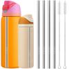 4-Pcs Metal Straws Reusable Compatible Owala water bottle 24 oz 32 oz with 2 Straw Cleaner, Steel Replacement Straws Parts, Reduce Straw Replacement view 1