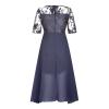 a Line Dresses for Women 2024 Formal Short Sleeve Square Neck Lace Chiffon Party Dresses Elegant Ruffle Swing Dress Prime of Day Deals October 8-9 Women Elegant Dresses for Women 2024 Purple L view 3