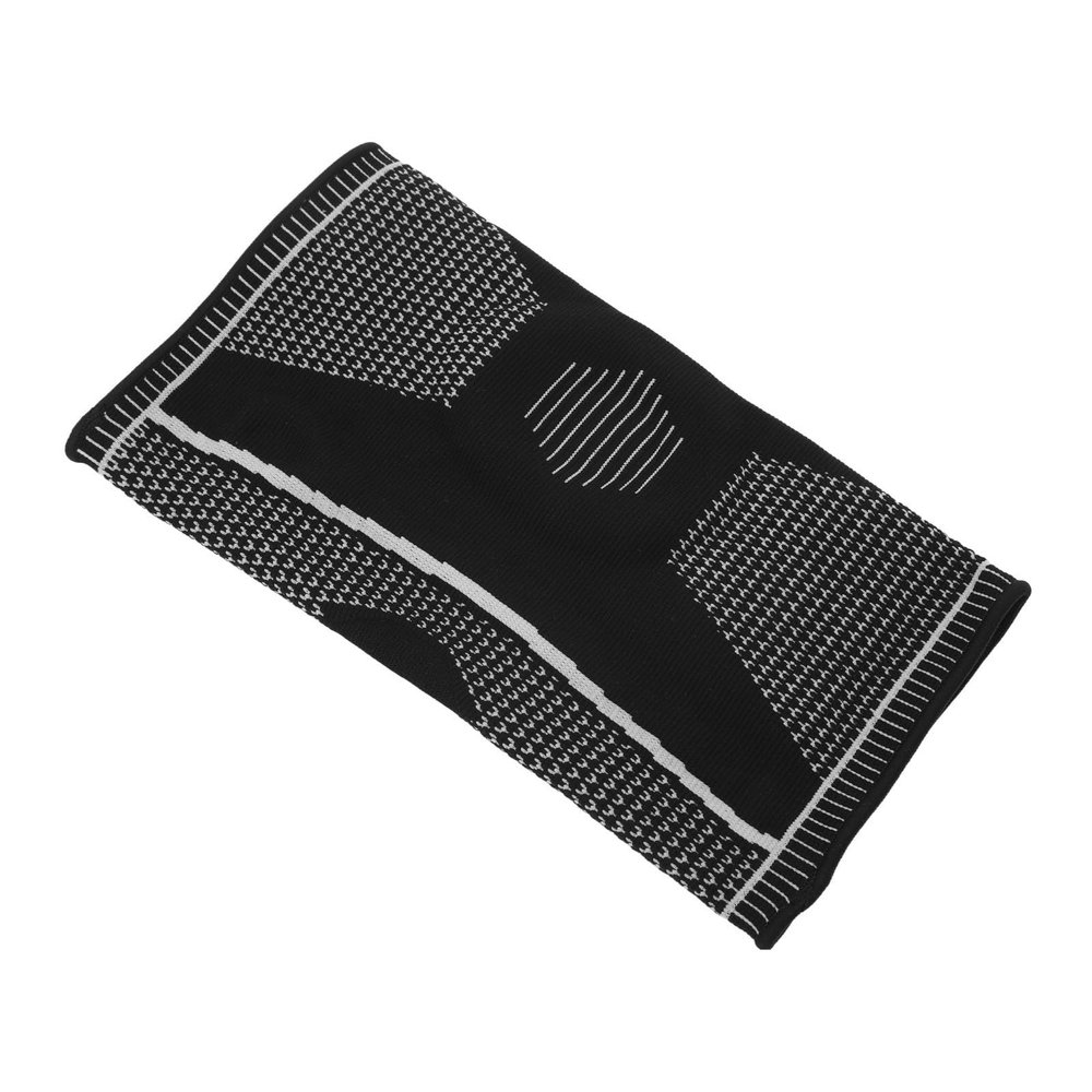 Knee Brace with Silicone Pad for Running and Sports - Black Nylon Sleeve for Stable Support and Protection (M)
