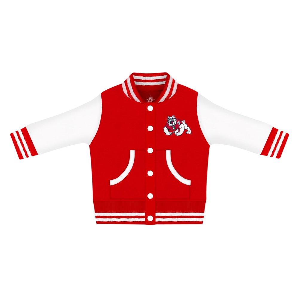 Creative Knitwear College Baby NCAA Officially Licensed Letterman Varsity Jacket - Fresno State Logo - Red - 6 Years