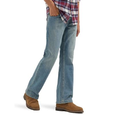 Wrangler Authentics Boys' Boot Cut Jean, Stonewash Indigo, 14 Husky
