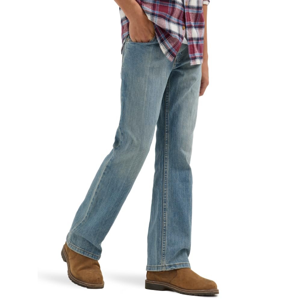 Wrangler Authentics Boys' Boot Cut Jean, Stonewash Indigo, 14 Husky