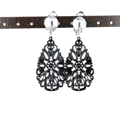 Black Clip On Earrings Teardrop Pendant Clips Lightweight 2.5" Long Statement Earrings Lightweight for Women Fashion Jewelry LPV2037