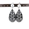 Black Clip On Earrings Teardrop Pendant Clips Lightweight 2.5" Long Statement Earrings Lightweight for Women Fashion Jewelry LPV2037 view 1