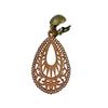 Brown Clip On Wood Earrings 2 1/8" Long Teardrop Clips Lightweight Statement Earrings Lightweight for Women Fashion Jewelry LPV2066 view 1