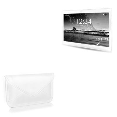 BoxWave Case Compatible with Ginzzu GT-1050 - Elite Leather Messenger Pouch, Synthetic Leather Cover Case Envelope Design - Ivory White