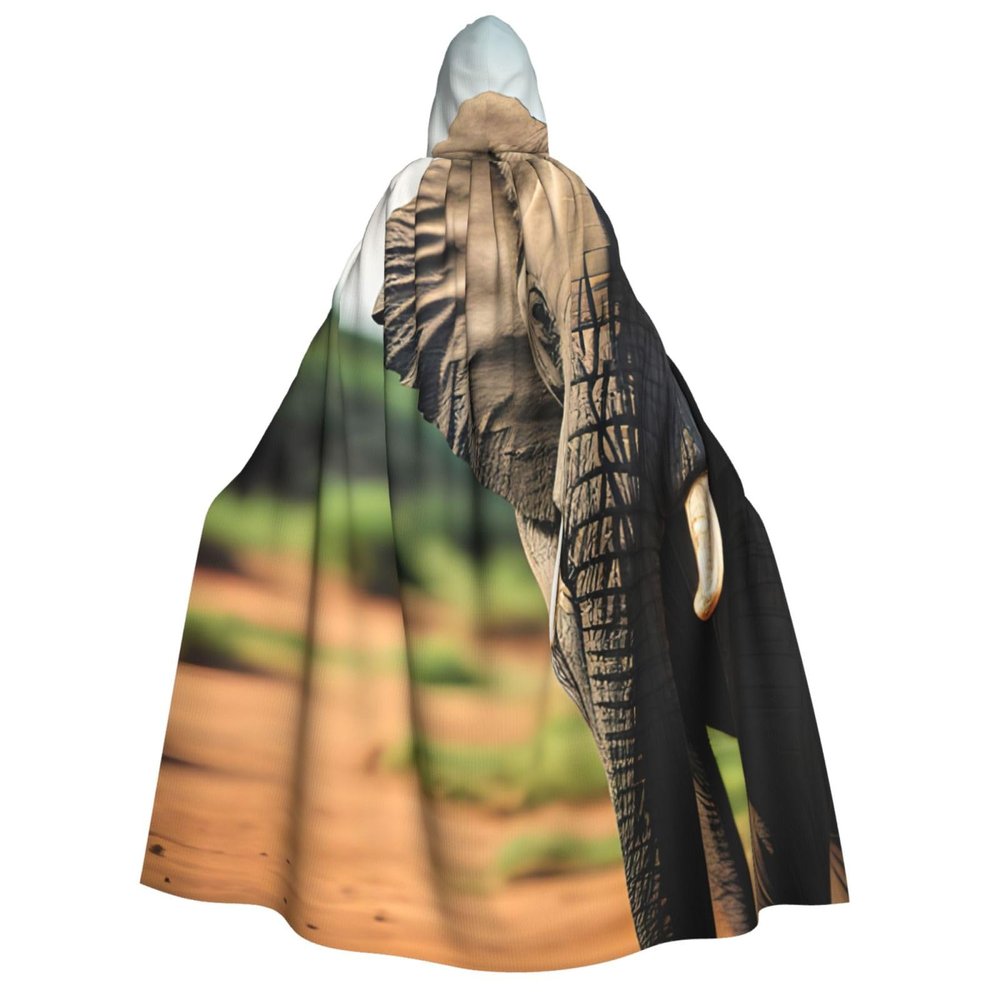 nanger African Elephant Unisex Adult Hooded Cloak, Halloween Cosplay Costume Witch Hood Robe Vampire Party Costume