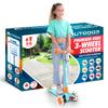 Outdoor Cruiser 3-Wheel Kids Scooter  with Lean-to-Steer Technology, Led Lighted Wheel, 4-Level Adjustable Height T-bar Handle, Support Kids Up to 150 Lbs, for Boys & Girls Ages 3-8, Aqua and Orange view 1