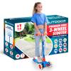 Outdoor Cruiser 3-Wheel Kids Scooter  with Lean-to-Steer Technology, Led Lighted Wheel, 4-Level Adjustable Height T-bar Handle, Support Kids Up to 150 Lbs, for Boys & Girls Ages 3-8, Blue and Red view 1