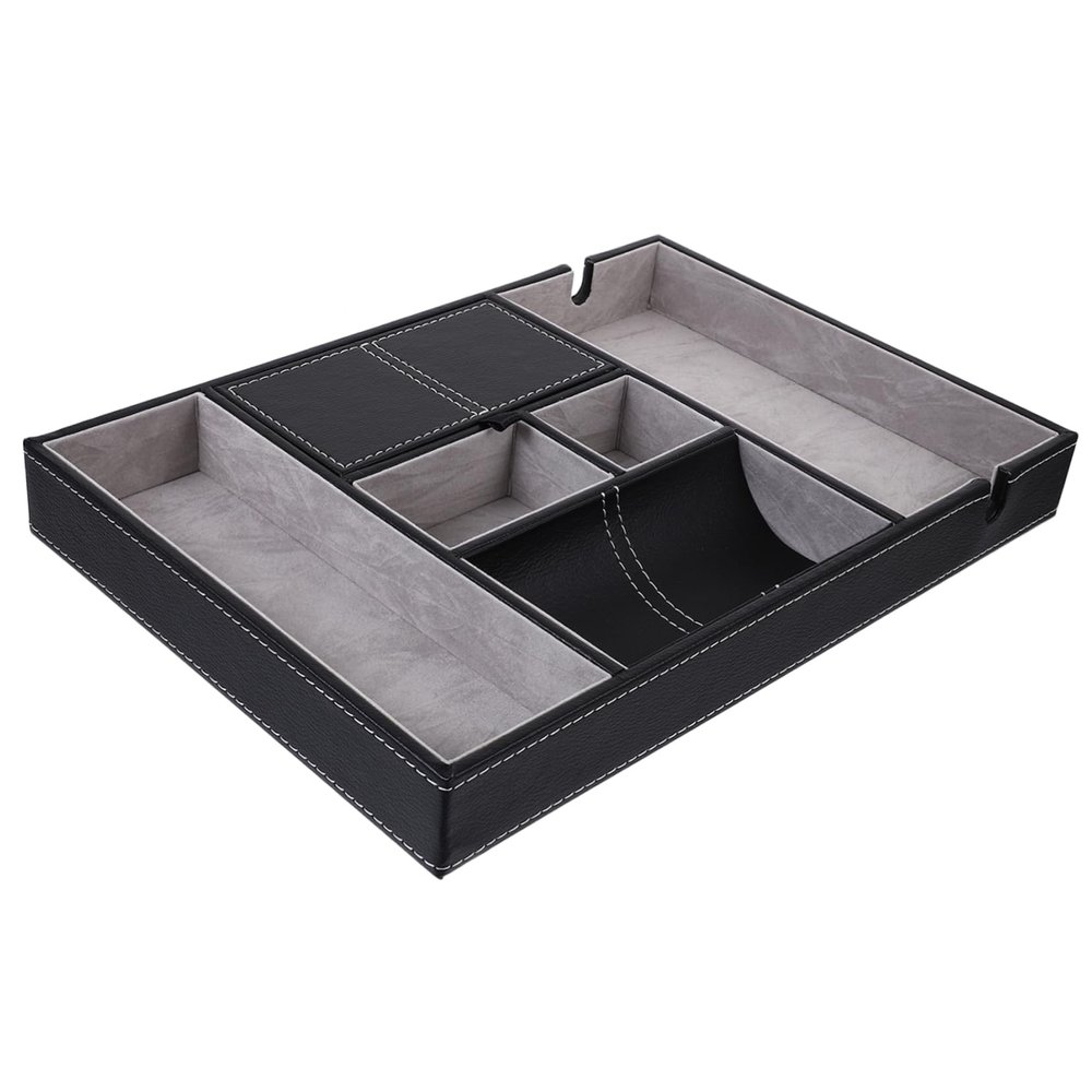 COSMEVIVI Pu Leather Desk Storage Box Compartment Organizer for Glasses Cell Phone Keys Office Supplies
