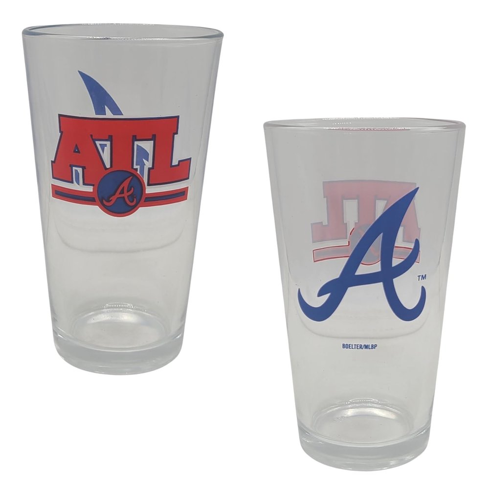 Boelter Brands Licensed MLB Letterman 16oz Pint Glass (Atlanta Braves)