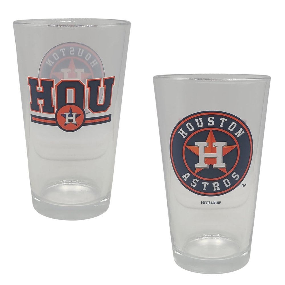 Boelter Brands Licensed MLB Letterman 16oz Pint Glass (Houston Astros)