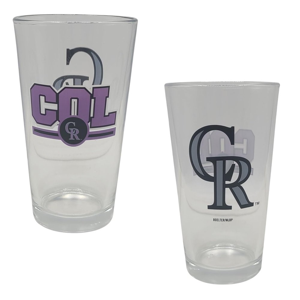 Boelter Brands Licensed MLB Letterman 16oz Pint Glass (Colorado Rockies)