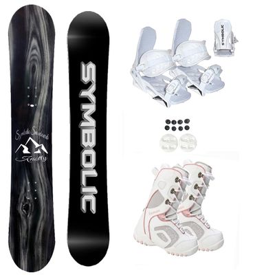 Symbolic Knotty Women's Girl's Snowboard & White Bindings & Choice Blem Boots Complete Package (145cm Knotty Hybrid Rocker, 5 Kid Lamar F Boot+White Bindg(nio12))