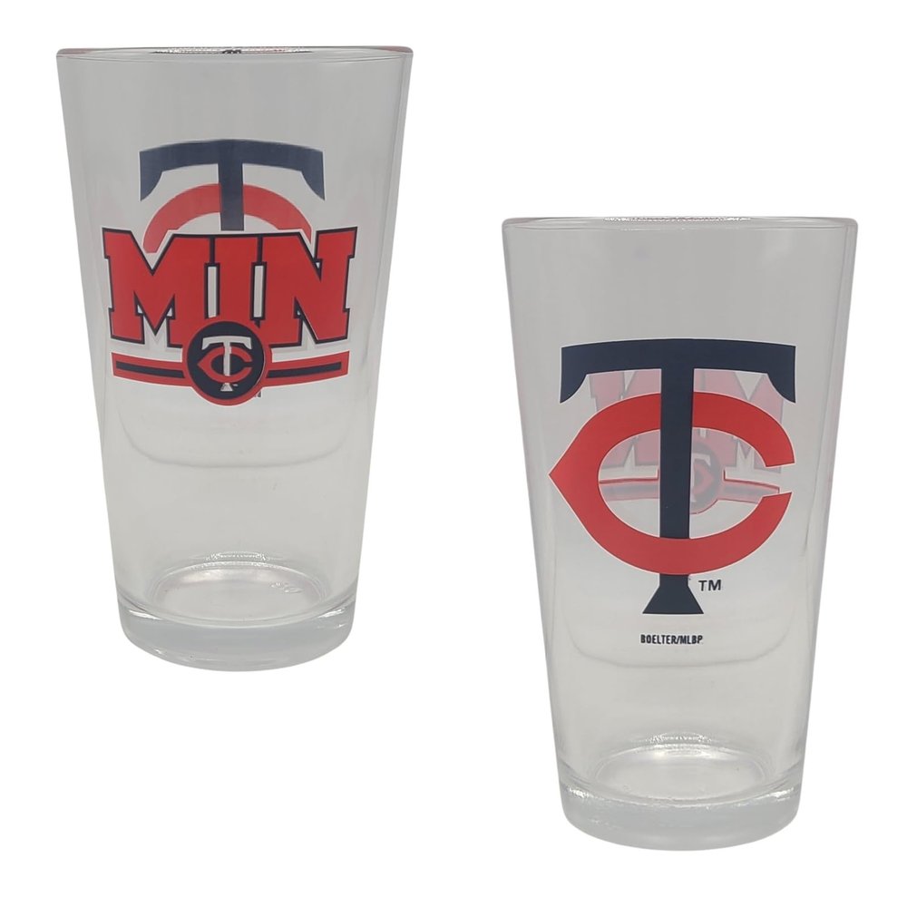Boelter Brands Licensed MLB Letterman 16oz Pint Glass (Minnesota Twins)
