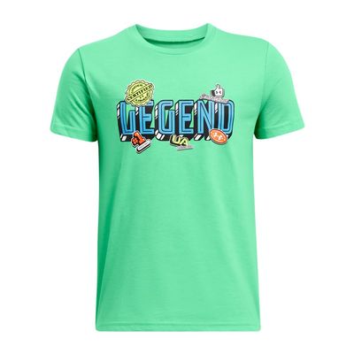 Under Armour Boys' Sports Legend Short Sleeve T Shirt, (299) Vapor Green / / White, Large