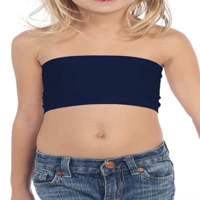 Kurve Girls Bandeau Tube Bra - Strapless Bandeau Bra,UV Protective Fabric UPF50+, Dark Navy, Age (9-14)