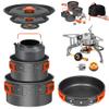 10 Pcs Smokey Camp Backpacking Cooking Set with Stove & Adapter - 2 Pots Large Medium 1 Kettle 1 Large Pan 1 Stove 2 Adpater, Compact Non-Stick Camping Cookware Mess Kit, All in One (with Kettle) view 1