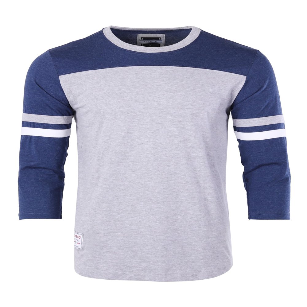 ZIMEGO Mens 3/4 Sleeve Shirt - Active Casual Fashion Baseball Cotton Jersey Tee