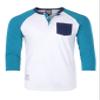 ZIMEGO Mens 3/4 Quarter Sleeve Shirts - Modern Fit Baseball Henley, 134 White/TealX-Large