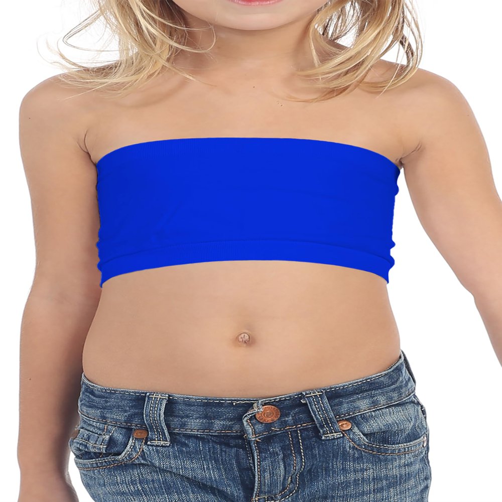 Kurve Girls Bandeau Tube Bra - Strapless Bandeau Bra,UV Protective Fabric UPF50+, Cobalt, Age (4-8)