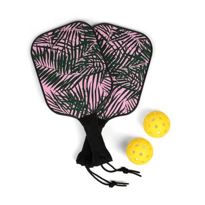Palm Leaf with Pink Pickleball Kit