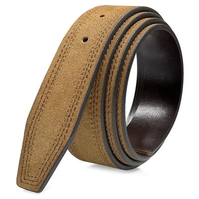 3515203 Reversible Belt Strap Without Buckle Replacement Full Grain Cowhide Leather Dress Belt Strap 1-3/8"(35mm) wide (Taupe/Brown, 34)