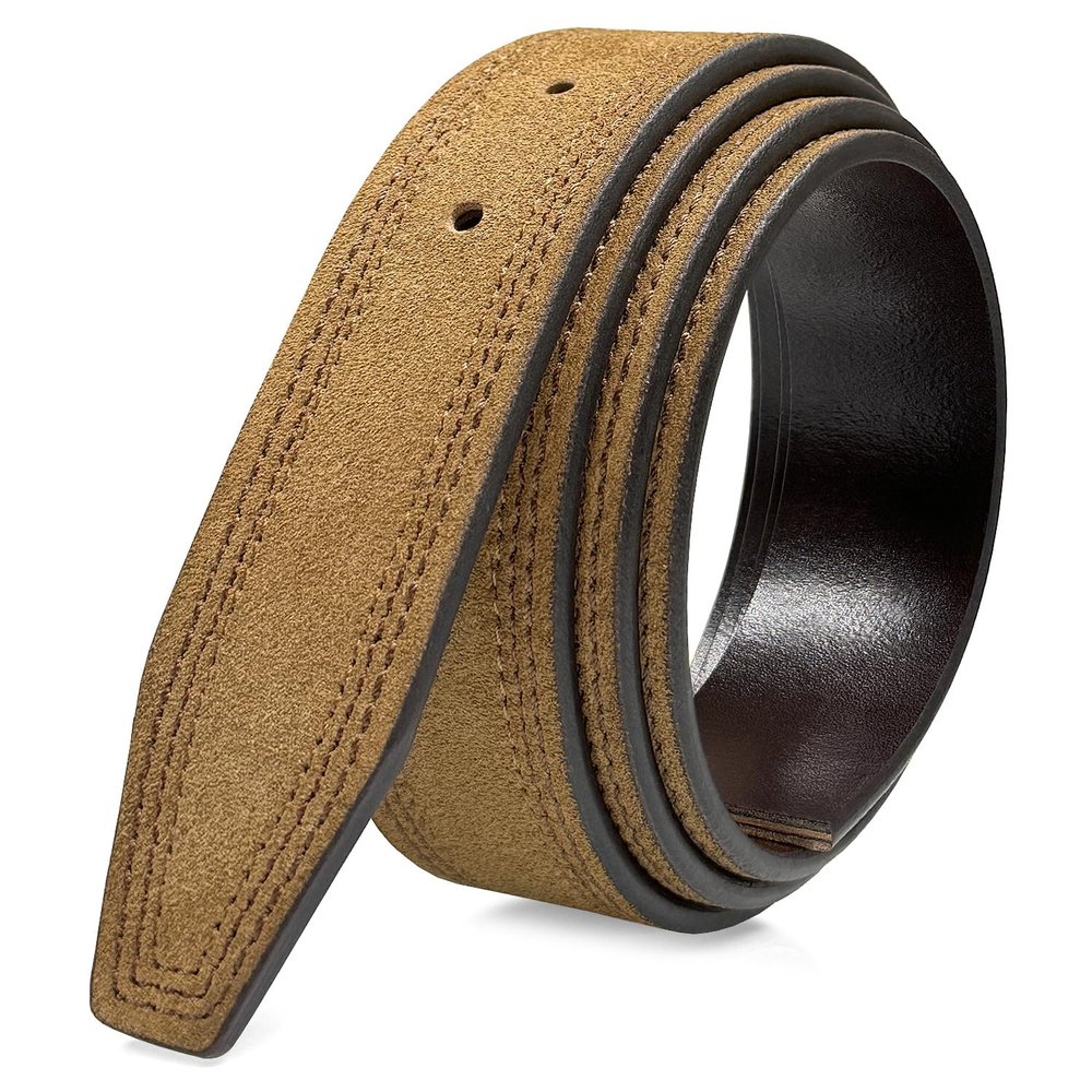 3515203 Reversible Belt Strap Without Buckle Replacement Full Grain Cowhide Leather Dress Belt Strap 1-3/8"(35mm) wide (Taupe/Brown, 34)