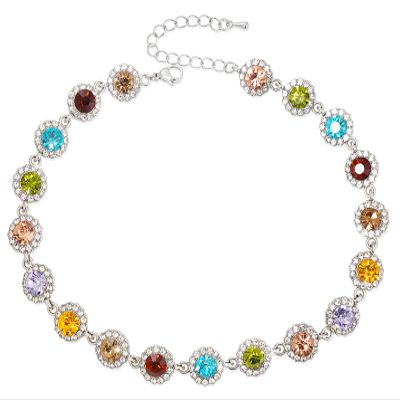 Wovanoo Crystal Choker Necklace Sparkly Rhinestone Chokers Gold Colorful Necklaces for Women Colorful Silver