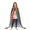 NOUZU Rainbow Colored Striped Print Hooded Cape,Robe-Hooded Cap Cloak,Unisex Hooded Cloak For Halloween Cosplay Costumes view 4