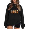 Numaller Womens Crewneck Sweatshirt Halloween Ghost Oversized Sweatshirt Fall Spooky Preppy Y2K Hoodie Cute Loose Funny Fleece Pullover 2025 Pumpkin Spider Bat Long Sleeve Hoodie, Black, 3X-Large view 1