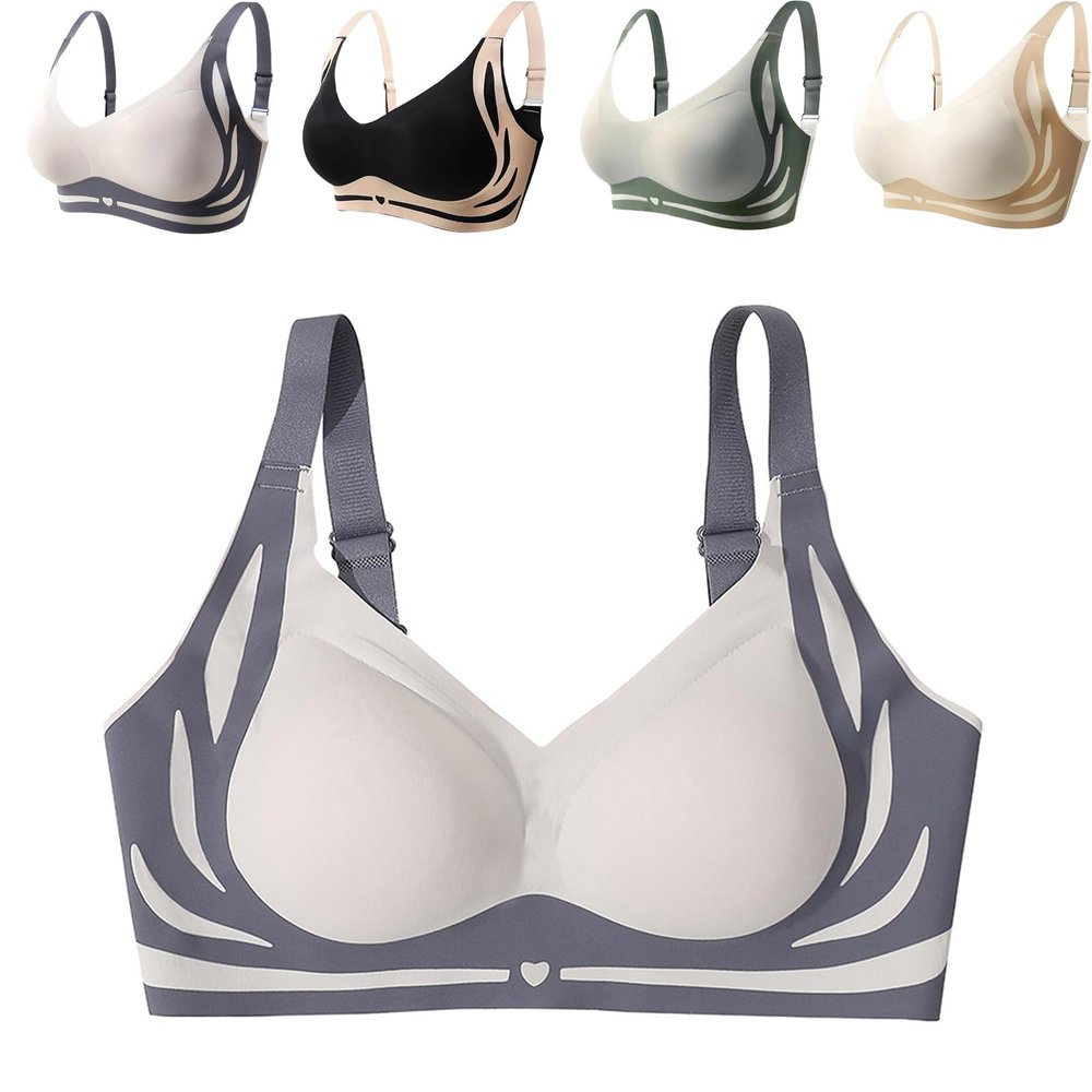 Currentlye Brassier,Currentlye Brassier Pro,Women's Seamless Bra,Lifting Anti-Sagging Wireless Push-up Bra (Blue,XL)