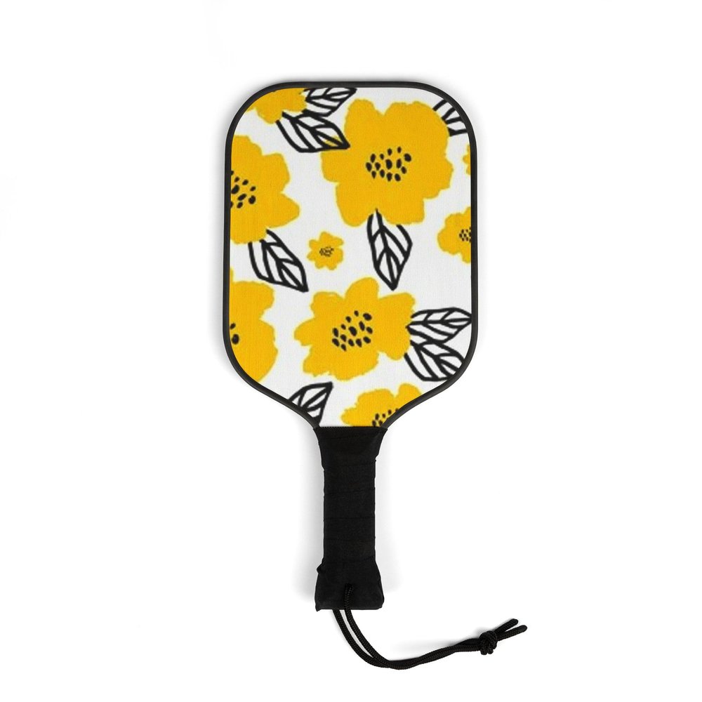 Black and White Flower Pickleball Kit with 2 Paddles